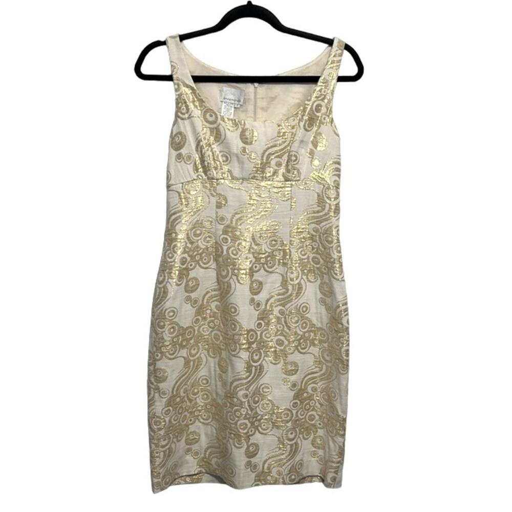 Donna Morgan Ivory Gold Brocade Mini Dress size 4